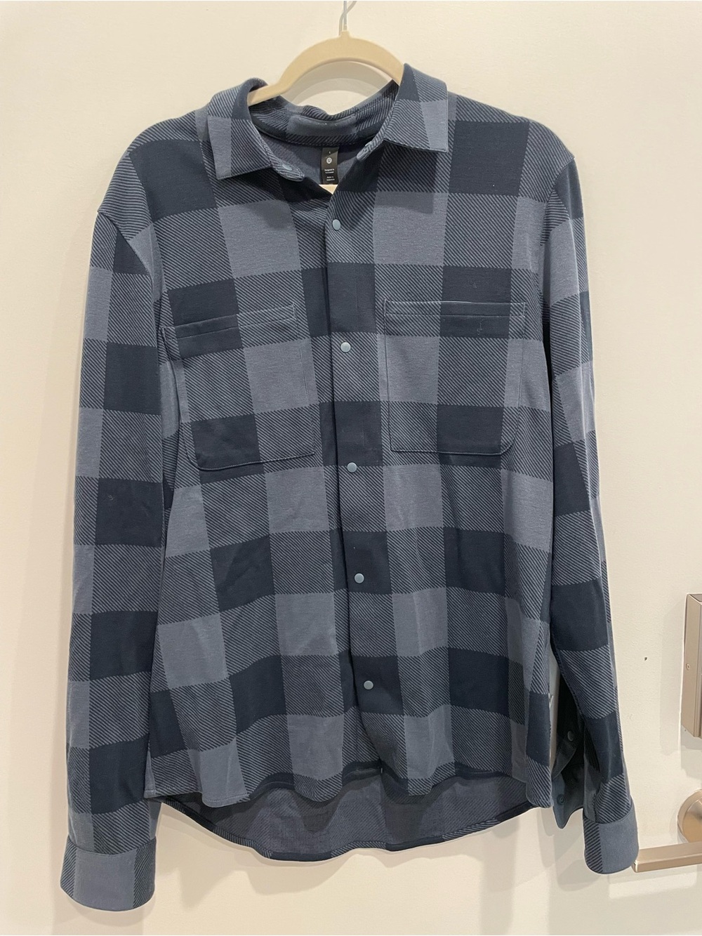 Lululemon Men's Blue Check Button-Front Shirt